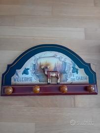 Appendi abiti Vintage in legno Cervo Montagna