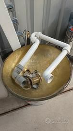 Lavabo tondo da appoggio in vetro temperato oro