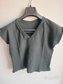 Top maglia puro cotone lavorata pizzo taglia 40
