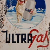 INSEGNA SMALTATA VINTAGE ANNI'50 ULTRAGAS SERVIZIO