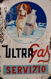 INSEGNA SMALTATA VINTAGE ANNI'50 ULTRAGAS SERVIZIO