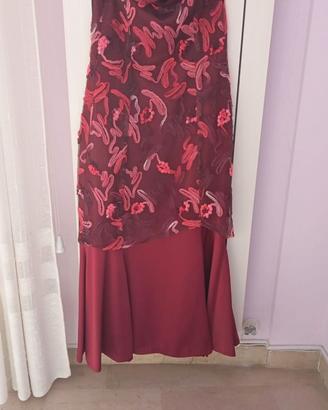 Vestito elegante rosso bordeaux taglia 44