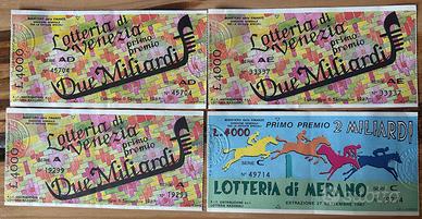 Biglietti Lotteria di Merano 1987 – Lotto da 4
