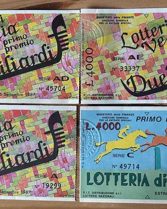 Biglietti Lotteria di Merano 1987 – Lotto da 4