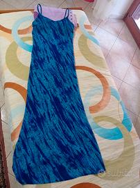 abito lungo donna azzurro vintage