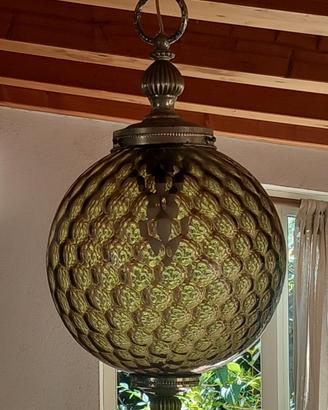 Lampadario a sfera vintage vetro ambrato 