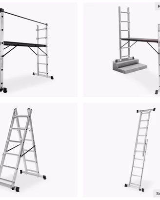 Scala Alluminio 4 in 1 con Piattaforma da Lavoro