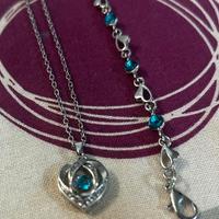Set Argento 925 NUOVO - Collana Cuore e Pietre Blu