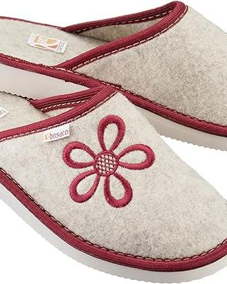 Pantofole in feltro da donna (40 Rosso)