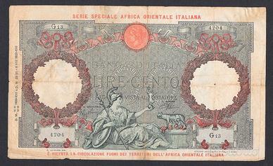 BANCONOTA DA LIRE 100 AFRICA ORIENTALE ITALIANA