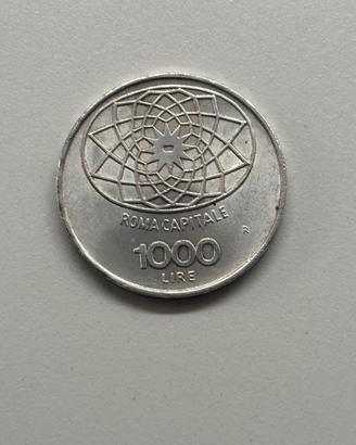 Moneta d’argento 1000 lire Centen Roma capitale