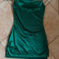 Vestitino corto verde scuro in raso