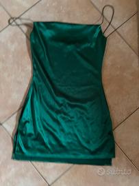 Vestitino corto verde scuro in raso