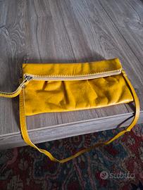 borsa tracollina vera pelle gialla senape ocra 