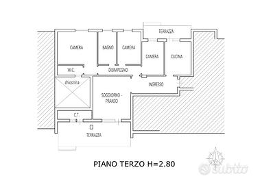 Tricamere in zona semi centrale