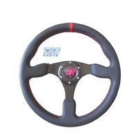 VOLANTE IN PELLE NERA CON RIFINITURA ROSSA