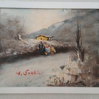 Quadro d'Autore Paesaggio domenica del villaggio