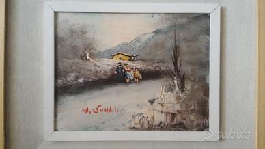 Quadro d'Autore Paesaggio domenica del villaggio