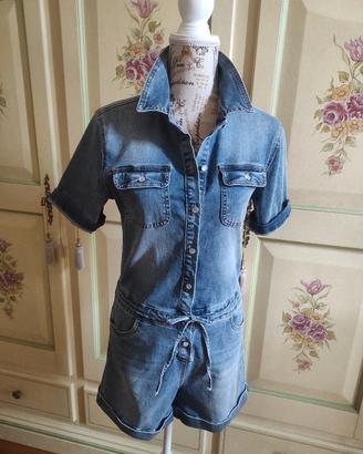 Tuta intera jeans manica corta  shorts taglia M 