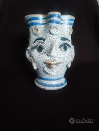 Vaso craquelé a testa con corona