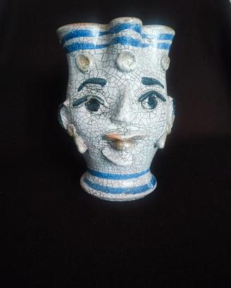Vaso craquelé a testa con corona