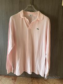 Polo Lacoste Vintage Manica Lunga Rosa - Tg 6/XL
