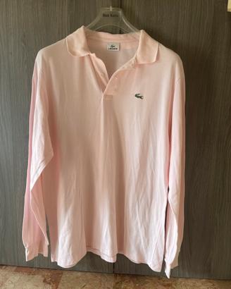 Polo Lacoste Vintage Manica Lunga Rosa - Tg 6/XL