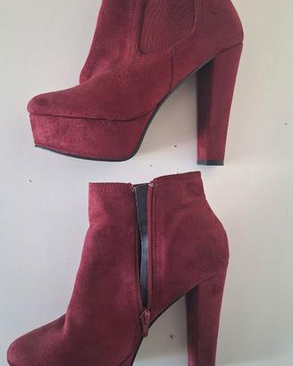 Stivaletti Quanticlo Tacco Alto Bordeaux Platform 