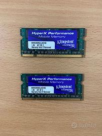 RAM Kingston HyperX  2X2GB PC2-5300 200-Pin SODIMM
