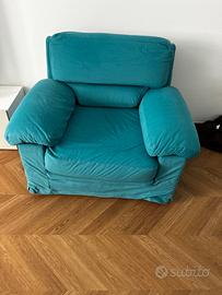 Divano letto e poltrona alcantara acquamarina