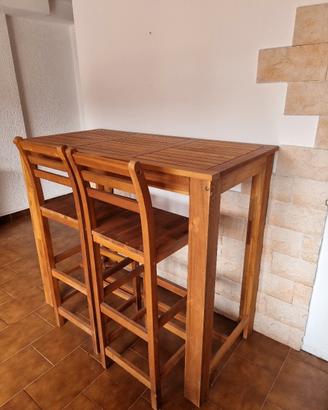 Tavolo alto in legno da bar