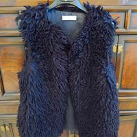 gilet in eco pelliccia nera taglia S donna
