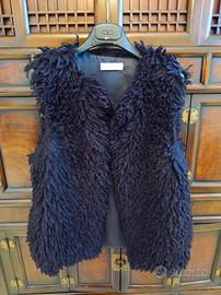 gilet in eco pelliccia nera taglia S donna