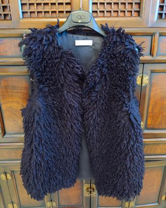 gilet in eco pelliccia nera taglia S donna
