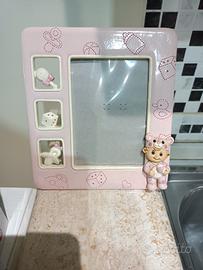 Cornice porta foto bambina neonato in ceramica 