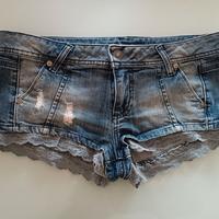 Shorts jeans Benetton tg. 44 con inserti in pizzo
