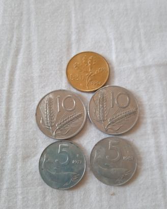 monete 2pz. da 5£, 2pz da 10£. 1pz da 20£