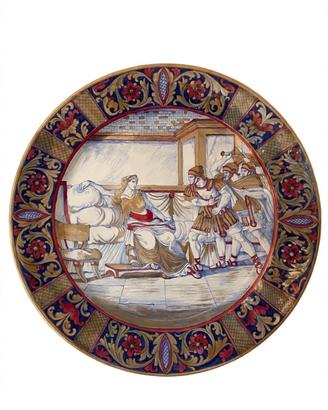 Grande piatto ceramica dipinto a mano-scena romana