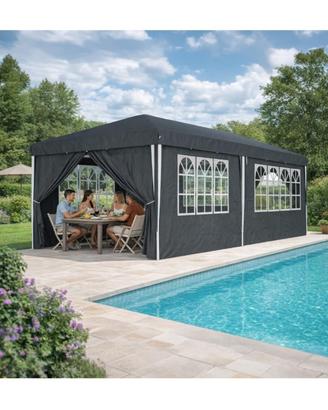Gazebo 3x6 Con Pareti Laterali Finestre E Porte 