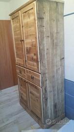 armadietto in legno vecchio 4 ante 2 cassetti