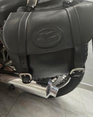 Bisaccia sottosella in pelle per moto Guzzi