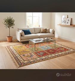Tappeto Kilim Decorativo a Riquadri