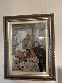 quadro madonna con bambino con cornice