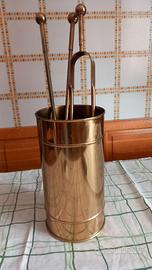 Utensili da camino in ottone, Italia, anni '70