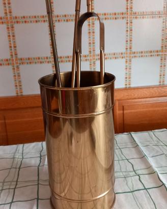 Utensili da camino in ottone, Italia, anni '70