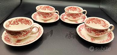 SET PORCELLANE LEROY & BOCH - 4 TAZZE CON PIATTINI