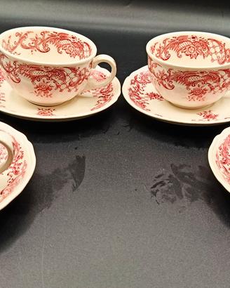 SET PORCELLANE LEROY & BOCH - 4 TAZZE CON PIATTINI