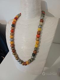 collana lunga legno