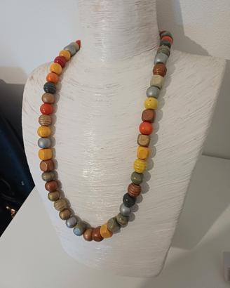 collana lunga legno