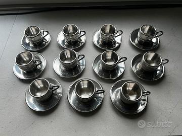 Servizio da caffè 6 tazzine vintage con piattino Set tazze in Acciaio Inox  18/10